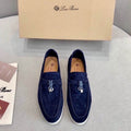 Dark Blue Suede Penny Loafers