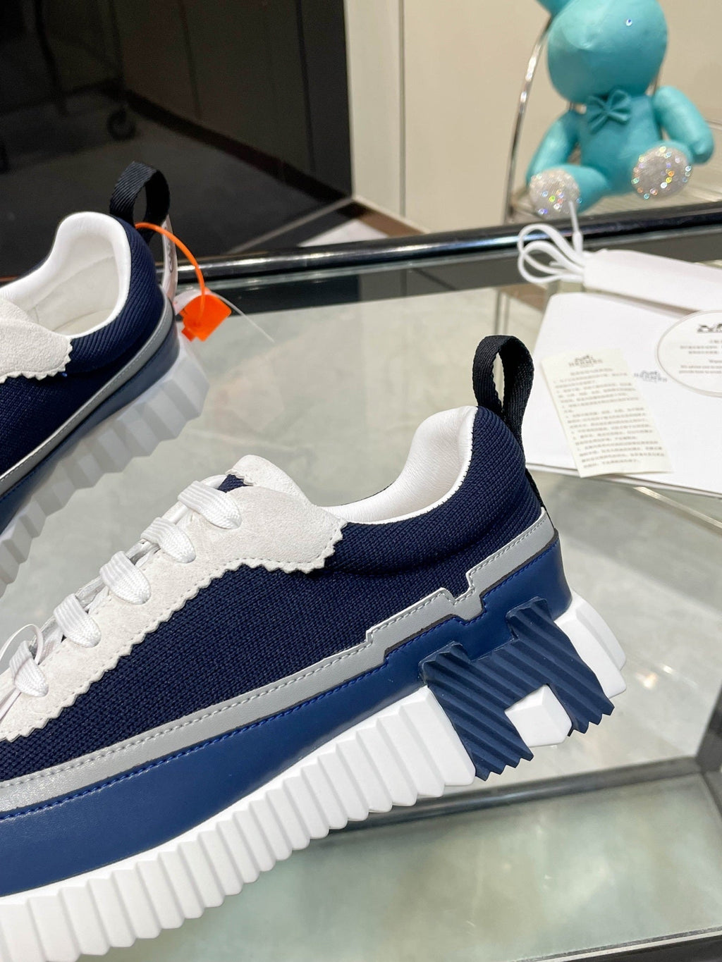 H Striped Leather Sneakers