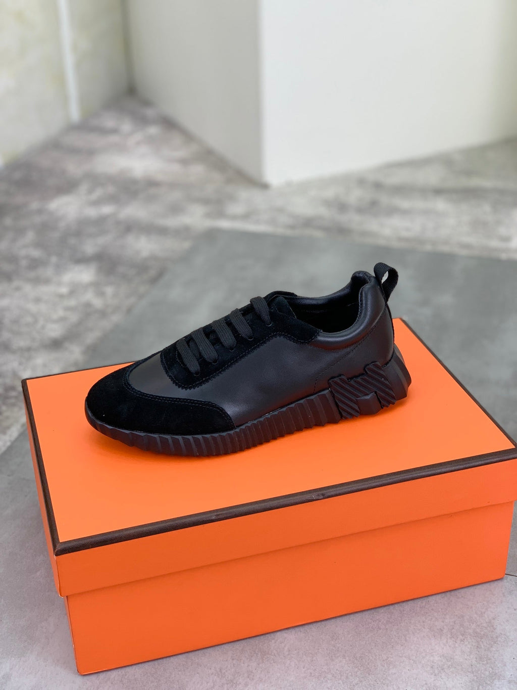 H Striped Leather Sneakers